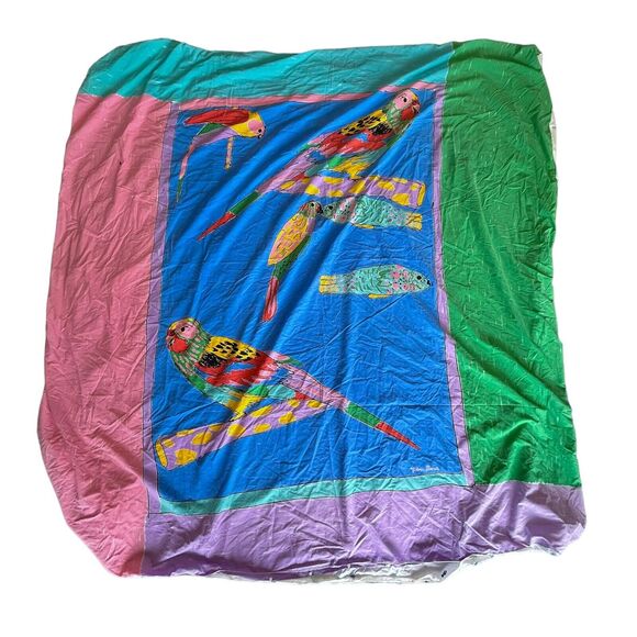 Ken‎ Done Duvet Doona Cover 80s 90s Queen Size Parrots & Fish Colorful Tropical - Picture 2 of 14